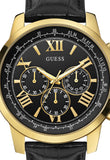 Guess Horizon Chronograph Quartz Black Dial Black Leather Strap Watch For Men - W0380G7 Authentic Buy Shop Now