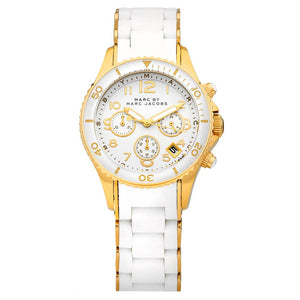 Marc Jacobs Rock Chronograph White Dial White Silicone Strap Watch for Women - MBM2546 Authentic Buy Shop Now