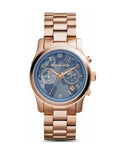 Michael Kors Runway Stop Hunger Quartz Blue Dial Rose Gold Steel Strap Watch For Men - MK8358 Authentic Buy Shop Now