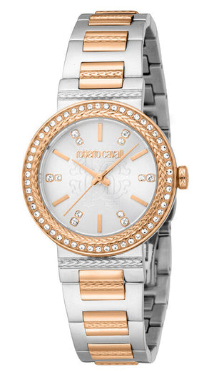 Just Cavalli Glam Silver Dial Two Tone Steel Strap Watch for Women - RC5L098M0075 Authentic Buy Shop Now