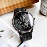 Tommy Hilfiger Weston Chronograph Black Dial Black Mesh Bracelet Watch For Men - 1710505 Authentic Buy Shop Now