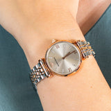 Emporio Armani Gianni T Bar Grey Dial Two Tone Steel Strap Watch For Women - AR1840 Authentic Buy Shop Now