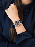 Guess Frontier DIamonds Gold Dial Blue Rubber Strap Watch For Women - W1160L3 Authentic Buy Shop Now