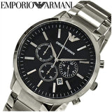 Emporio Armani Sportivo Chronograph Black Dial Silver Steel Strap Watch For Men - AR2460 Authentic Buy Shop Now