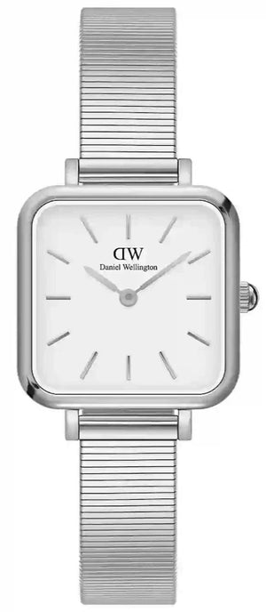 Daniel Wellington Quadro Studio White Dial Silver Mesh Bracelet Watch For Women - DW00100521 Authentic Buy Shop Now