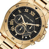 Michael Kors Brecken Chronograph Quartz Black Dial Gold Steel Strap Watch For Men - MK8481 Authentic Buy Shop Now