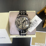 Michael Kors Lexington Chronograph Black Dial Black Steel Strap Watch For Women - MK5709 Authentic Buy Shop Now