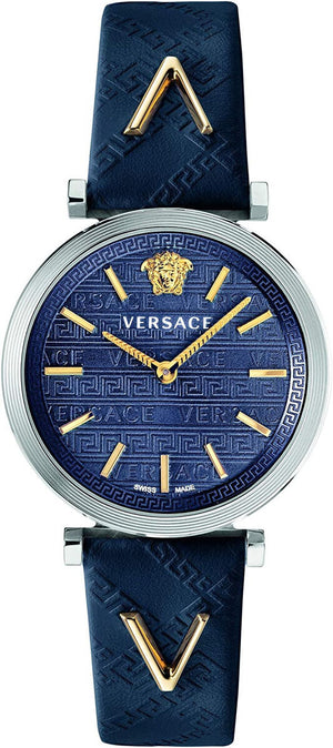 Versace V-Twist Quartz Blue Dial Blue Leather Strap Watch for Women - VELS00119 Authentic Buy Shop Now