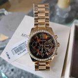 Michael Kors Lexington Chronograph Brown Dial Gold Steel Strap Watch For Women - MK7276 Authentic Buy Shop Now