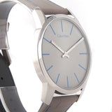 Calvin Klein City Silver Dial Grey Leather Strap Watch for Men - K2G211Q4 Authentic Buy Shop Now