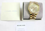 Michael Kors Lennox Chronograph Gold Dial Gold Steel Strap Watch For Men - MK8989 Authentic Buy Shop Now
