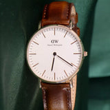 Daniel Wellington Classic Bristol White Dial Brown Leather Strap Watch For Women - DW00100039 Authentic Buy Shop Now