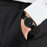 Daniel Wellington Classic Sheffield Black Dial Black Leather Strap Watch For Men - DW00100133 Authentic Buy Shop Now