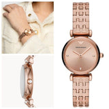 Emporio Armani Gianni T Bar Quartz Rose Gold Dial Rose Gold Steel Strap Watch For Women - AR11342 Authentic Buy Shop Now