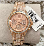 Michael Kors Everest Chronograph Crystals Rose Gold Dial Rose Gold Steel Strap Watch For Women - MK7235 Authentic Buy Shop Now