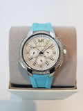 Michael Kors Sidney Multifunction Analog White Dial Turquoise Silicone Strap Watch For Women - MK7246 Authentic Buy Shop Now