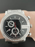 Gucci G Chrono Diamonds Black Dial Silver Steel Strap Watch For Men - YA101324 Authentic Buy Shop Now