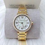 Michael Kors Parker Mother of Pearl White Dial Gold Steel Strap Watch For Women - MK4693 Authentic Buy Shop Now