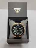 Guess Edge Chronograph Green Dial Black Leather Strap Watch For Men - GW0492G3 Authentic Buy Shop Now