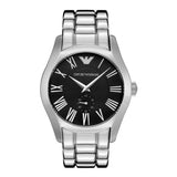Emporio Armani Valente Black Dial Silver Steel Strap Watch For Men - AR0680 Authentic Buy Shop Now