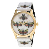Gucci G Timeless Quartz White Dial White Leather Strap Watch For Women - YA1264109 Authentic Buy Shop Now