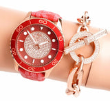 Michael Kors Runway Three-Hand Quartz Red Dial Red Leather Strap Watch For Women - MK7179 Authentic Buy Shop Now