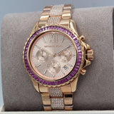 Michael Kors Everest Chronograph Rose Gold Dial Rose Gold Steel Strap Watch For Women - MK7211 Authentic Buy Shop Now