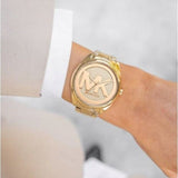 Michael Kors Janelle Quartz Gold Dial Gold Steel Strap Watch For Women - MK7088 Authentic Buy Shop Now