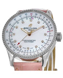 Breitling Navitimer Automatic 35 Mother of Pearl Dial Pink Leather Strap Watch for Women - A17395211A1P3 Authentic Buy Shop Now