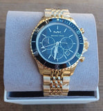Michael Kors Bayville Chronograph Black Dial Gold Steel Strap Watch For Men - MK8726 Authentic Buy Shop Now