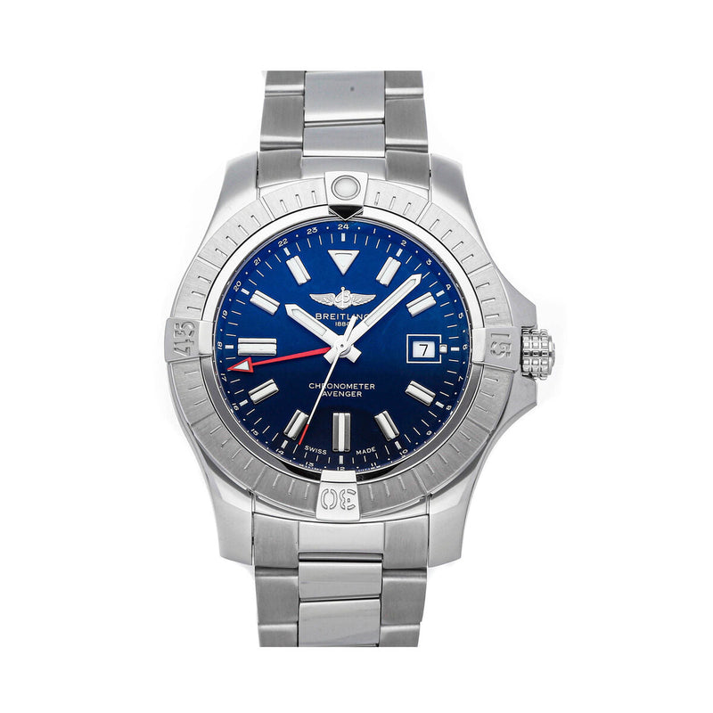 Breitling Avenger Automatic GMT 45 Blue Dial Silver Steel Strap Watch for Men - A32395101C1A1 Authentic Buy Shop Now