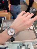 Emporio Armani Gianni T-Bar Automatic Silver Dial Silver Steel Strap Watch For Women - AR60022 Authentic Buy Shop Now