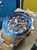 Fossil FB-01 Automatic Skeleton Blue Dial Two Tone Steel Strap Watch for Men - ME3191 Authentic Buy Shop Now