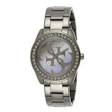 Guess G Twist Diamonds Purple Dial Black Steel Strap Watch For Women - W1201L4 Authentic Buy Shop Now