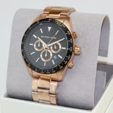 Michael Kors Layton Chronograph Black Dial Rose Gold Steel Strap Watch For Men - MK8824 Authentic Buy Shop Now
