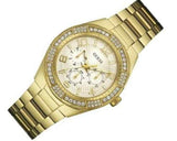 Guess Luna Diamonds White Dial Gold Steel Strap Watch for Women - W0729L2 Authentic Buy Shop Now