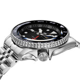 Seiko 5 Sports Automatic GMT Black Dial Silver Steel Strap Watch For Men - SSK001K1 Authentic Buy Shop Now