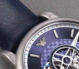 Emporio Armani Luigi Chronograph Blue Dial Black Leather Strap Watch For Men - AR60011 Authentic Buy Shop Now