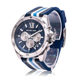 Michael Kors Brecken Chronograph Blue Dial Two Tone PVC Strap Watch For Men - MK8950 Authentic Buy Shop Now