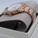 Michael Kors Tibby Chronograph White Dial Rose Gold Steel Strap Watch For Men - MK7293 Authentic Buy Shop Now
