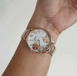 Fossil Jacqueline Three-Hand White Dial Rose Gold Mesh Bracelet Watch for Women - ES4534