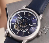 Emporio Armani Luigi Chronograph Blue Dial Black Leather Strap Watch For Men - AR60011 Authentic Buy Shop Now