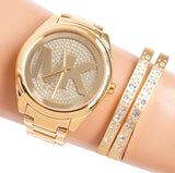 Michael Kors Janelle Quartz Gold Dial Gold Steel Strap Watch For Women - MK7088 Authentic Buy Shop Now