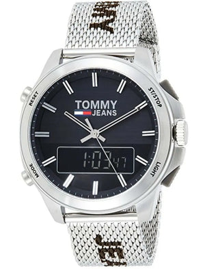 Tommy Hilfiger Digital Black Dial Silver Mesh Bracelet Watch For Men - 1791765 Authentic Buy Shop Now