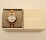 Michael Kors Mindy Three Hand White Dial Rose Gold Steel Strap Watch for Women - MK7078 Authentic Buy Shop Now