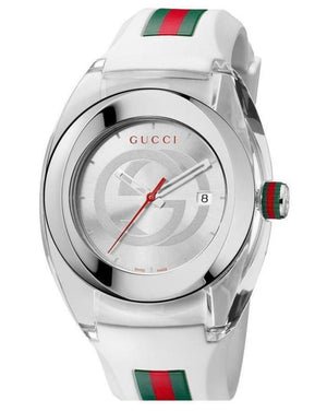 Gucci Sync XXL White Dial White Rubber Strap Watch For Men - YA137102 Authentic Buy Shop Now