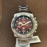 Fossil Bronson Chronograph Red Dial Silver Steel Strap Watch for Men - FS5878 Authentic Buy Shop Now
