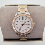Michael Kors Tibby Three Hand Crystals Silver Dial Two Tone Steel Strap Watch for Women - MK4576 Authentic Buy Shop Now