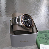 Fossil FB-03 Chronograph Black Dial Silver Steel Strap Watch for Men - FS5768 Authentic Buy Shop Now