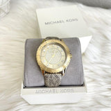 Michael Kors Runway Three Hand Quartz Gold Dial Brown Leather Strap Watch For Women - MK6999 Authentic Buy Shop Now